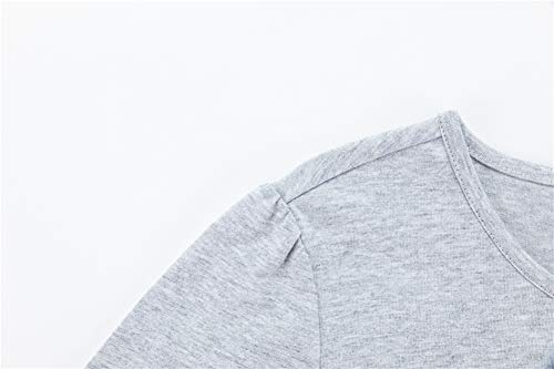 Unacoo Girls' 2 Packs Round Neck Basic T-Shirt Classic Short Sleeve Jersey Tee (Grey,(5-6T)) #TOP4