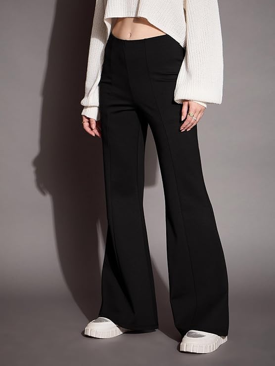 Pantalon évasé taille haute femme KULIA en maille stretch confortable - 6