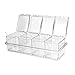 KBNIAN 4 pcs Caja para Condimentos Caja para Especias de AcríLico Dispensador de Especias Transparente con Tapas Contenedor Condimentos con 4 Cucharas y Bandeja para Sal Pimienta Azúcar Especias