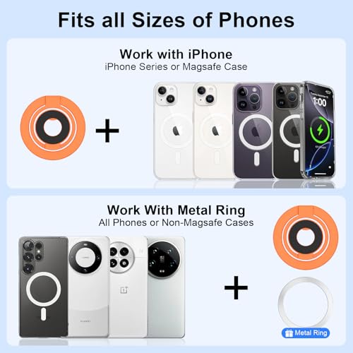 Soporte magnético de anillo para iPhone 17 con rotación de 360 grados y doble imán 6