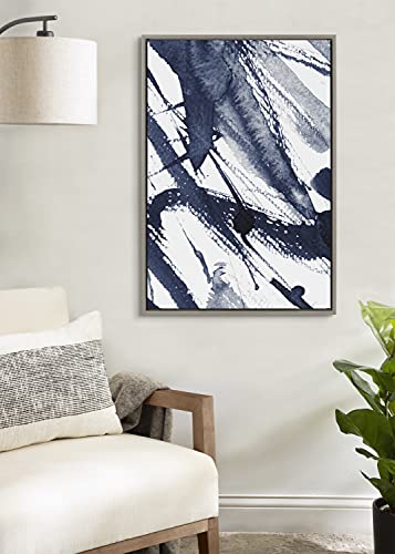 Kate and Laurel Sylvie Indigo Watercolor Framed Canvas Wall Art by Amy Peterson Art Studio, 23x33 Gray, Decorative Abstract Art Print for Wall Kate and Laurel Sylvie Indigo Watercolor Framed Canvas Wall Art by Amy Peterson Art Studio, 23x33 Gray, Decorative Abstract Art Print for Wall