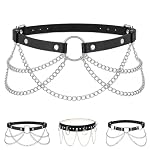 XIEXIESHER – Ketten Gothic Leder Körperkette Silber Punk Leder Taillenket