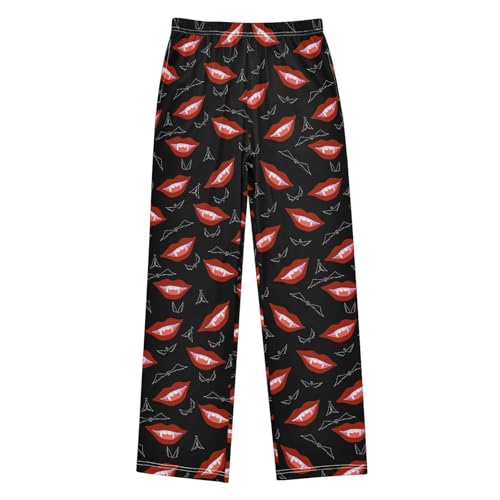 ZZXXB Bat Mouth Print Boys Long Pants Soft Trousers Elastic Waist Kids Lounge Bottoms with Pockets S-XL