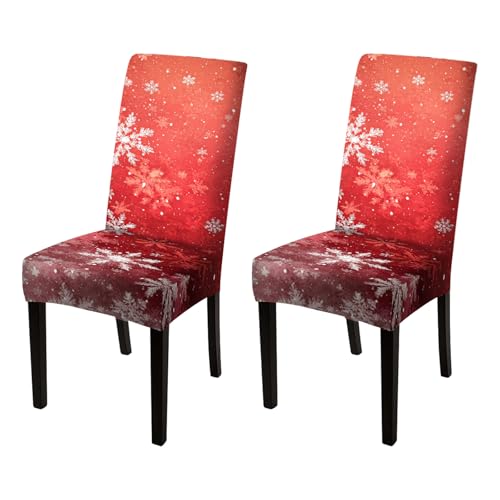 Image of Nuxovilar Red Snowflake Gradient Stretch 23.6x70in 2PCS Chair Covers