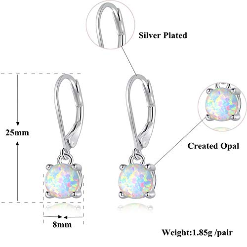 Cinily Womens Opal Dangle Earrings For Teen Girls Rhodium Plated Leverback Hypoallergenic Gemstone Drop Earrings #TOP5