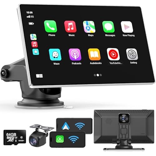9" Wireless Apple Carplay Screen for Car,with 4K Dash Cam