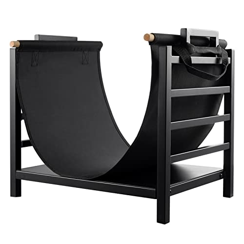 DOEWORKS Indoor Firewood Rack 18 Inch Fireplace Log Holder with Canvas Carrier by DOEWORKS - Used condition - US$41.16
