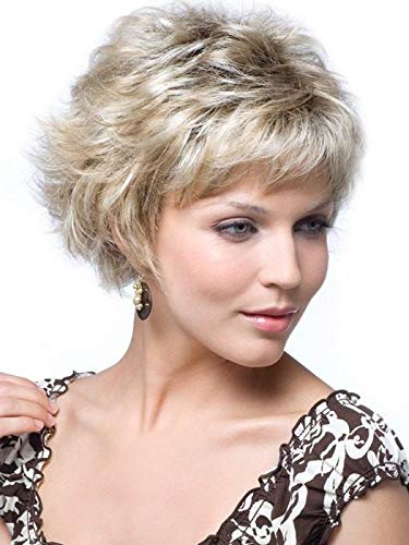 Mason Wig Color Frosti Blonde - Noriko Wigs 3" Short Mixed Layers Beveled Ends Gradient Colors Average Cap Wavy Shag Bundle MaxWigs Hairloss Booklet