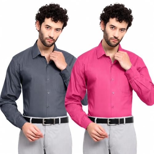 Image of Pinkmint Cotton Soild Combo Men Shirt Formmal Wear Office Wear Regular Fit Shirt