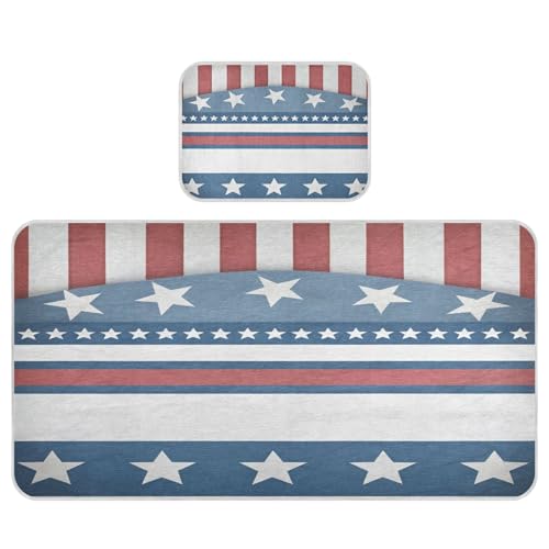 Takiito Patriotic Stars Stripes Baby Cooling Mattress Pad, Soft & Breathable Cooling Mat Keep Baby Cool in Summer 28x52 in, Nursery Essential