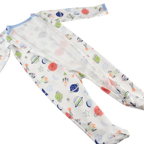 Image of Aablexema Baby Footie Pajamas with Mittens - 3Pcs Infant Cotton Footed One Piece Sleepwear Outfits