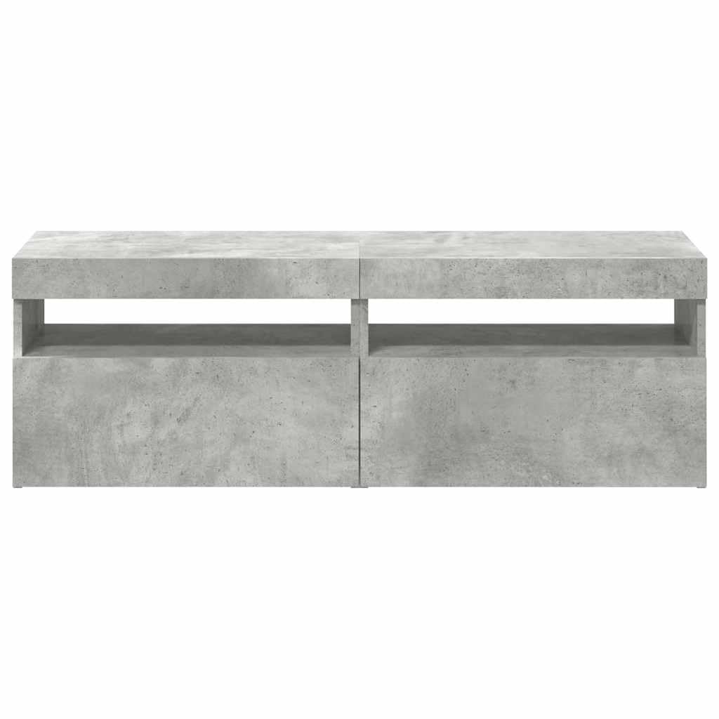 vidaXL - TV-Möbel - TV-Schränke mit LED-Leuchten 2 Stk. Betongrau 60x35x40cm