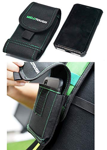 Image of MELOTOUGH Tool Belt Suspenders with Phone Holder Foam Pads for Construction | Construction Work Suspenders, Olive-Green, Foam-Padded, Reduce Shoulder Fatigue, Detachable Phone Holder, On-Hand Access