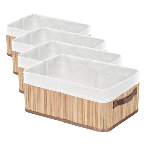 Compactor Panier Joey en Bambou - Taille M, 35x25x15 cm (Lot de 4)
