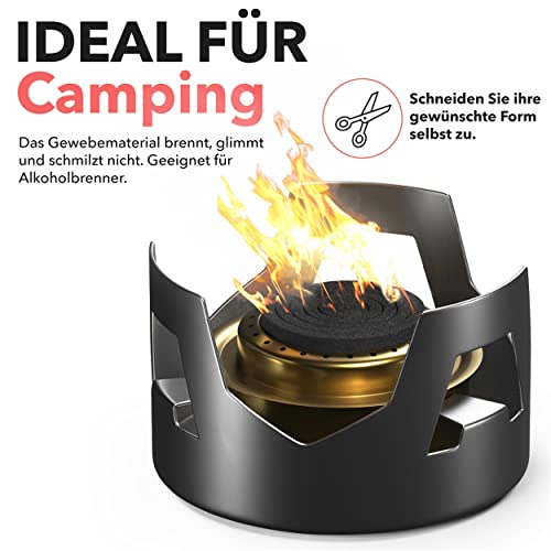 EVOCAMP Feuerfeste Unterlage 40x32 cm hitzebeständig bis zu 982 °C Feuerfester Stoff ideal als Feuerschutzmatte, als Grillunterlage, Hitzeschutzmatte Nicht brennbar, geeignet für 1-flammige Gaskocher