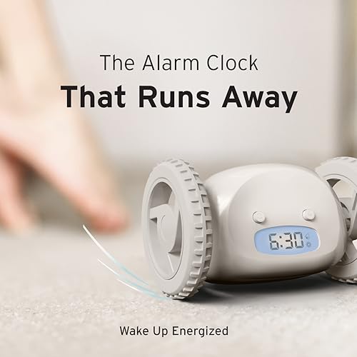 Image of CLOCKY Alarm Clock on Wheels - Loud Rolling Alarm Clock for Heavy Sleepers | Runaway Clock that Jumps & Runs to Wake You Up | Funny Unique Gift for Adults, Teens & Kids Bedrooms (Mist)