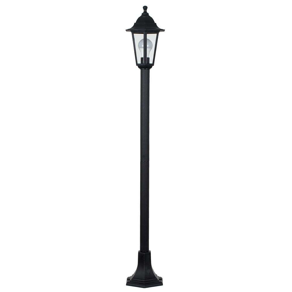 Minisun Including 6W 3000K Warm White Bulb | Traditional 1.2M Black Lamp Post Bollard Light | Post Lights, Home Décor & Improvement Essential | Includes 6W Led Bulb [3000K Warm White] | Mains Wired
