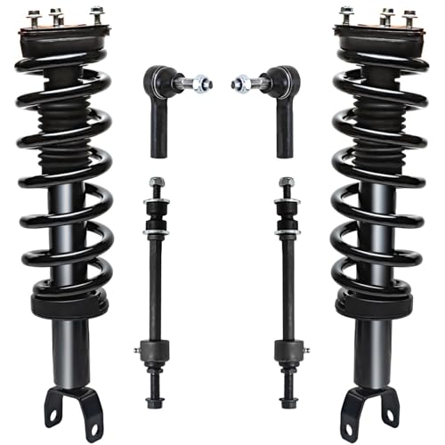 Image of Detroit Axle - 4WD Front Suspension Kit for 2013-2018 Ram 1500, Struts & Coil Spring Sway Bar End Links Outer Tie Rod Ends 2014 2015 2016 2017 Replacement Quick Install Ready Struts Shocks Assembly