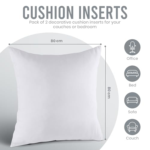 Utopia Bedding 2er Set Kissenfüllung 80 x 80 cm, Innenkissen Füllkissen Kopfkissen Sofakissen (Weiß)