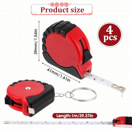 Cintas métricas mini retráctiles 4 piezas 3 pies con bloqueo miniatura 3