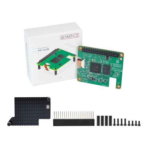 Raspberry Pi 5 Official AI HAT+2 Kit with Hailo-10H 40TOPS PCIe M.2 Board 8GB RAM for LLM VLM & AI Vision Acceleration Compatible with Pi 5 Only