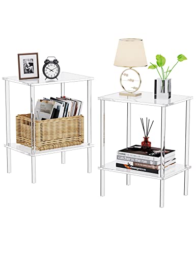 Solaround Small Acrylic Side Table For Living Room, Nightstand/Bedside Table For Bedroom Home Decor Display End Table (2-Pack Small)… #TOP29