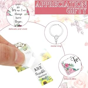 Remuuly Christian Keychain Gifts Bulk Acrylic Bible Verse Scripture Religious Church Inspirational Key Ring for Women Men