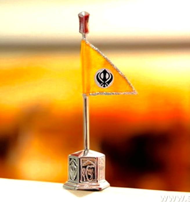 Nishan Sahib Khanda Model for Car Dashboard and Table Punjabi Sikh Khanda for Car Home Decor Silver Khalsa Khanda Punjabi Home New Car Gift