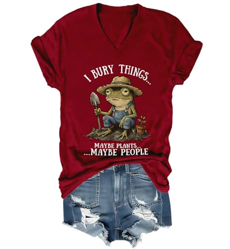 I Bury Things Maybe Plants Maybe People T-Shirt Funny Dark Humor Frog Gardener Tshirt Tee