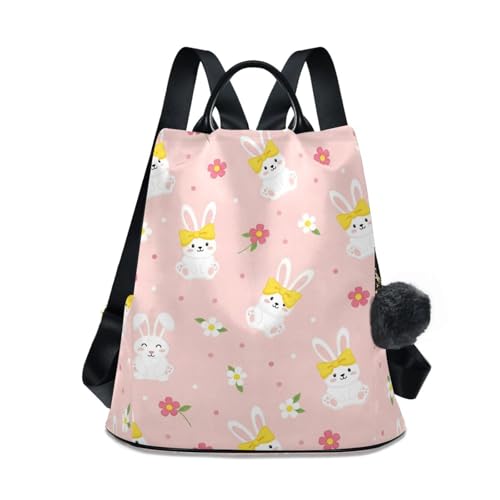 Sac à dos femme motif lapins rose contre le vol en ville