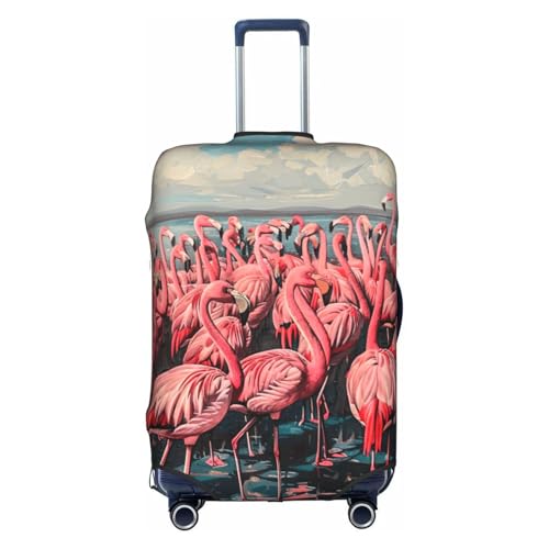 Housse pour valise motif flamant rose blanc de taille XL durable