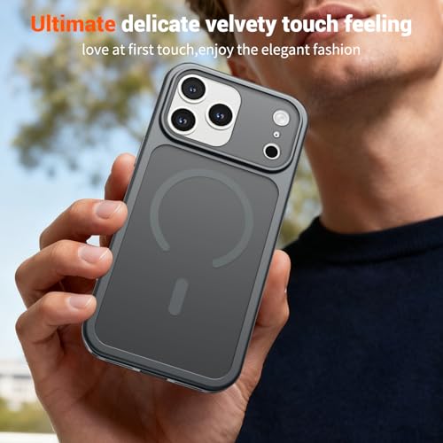 Image of SUPFINE Magnetic for iPhone 17 Pro Case Gray | (Compatible with MagSafe)(Military Grade Drop Protection)(Camera Protection)Translucent Matte Phone Cover