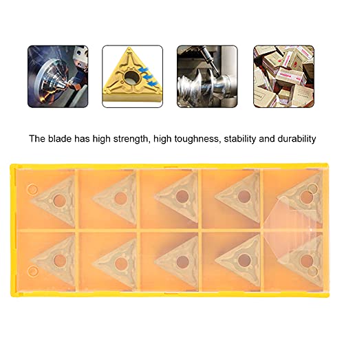 YWBL-WH CNC-Einsatz Doppelseitig Dreieckig, 10 Stück, Präzisions-Drehmeißel für Stahlbearbeitung & Schruppen, mit Hervorragender Verschleißfestigkeit for Industrielle Drehmaschinen-Anwendungen