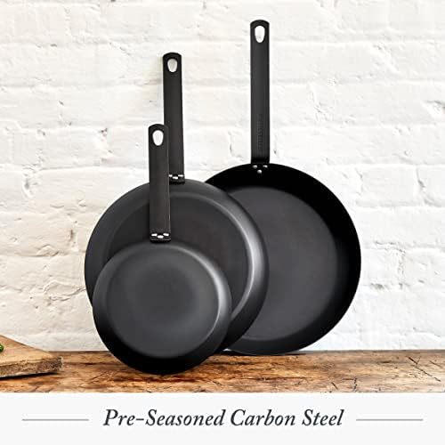 Merten & Storck Pre-Seasoned Carbon Steel Induction 26cm Frying Pan Skillet, Oven Safe, Black