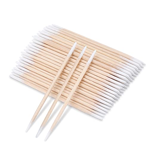 Greoer 200 Count Cotton Swab, Cotton Double Swabs Pointed Tip, Cotton Swabs Wood Sticks, Cotton Tipped Applicator, Tattoo Permanent Supplies, Makeup Cosmetic Applicator Sticks (Wood)