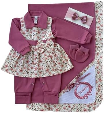 Kit Saída Maternidade Feminina 5 Peças – Rosa Seco Floral – Bebê ...