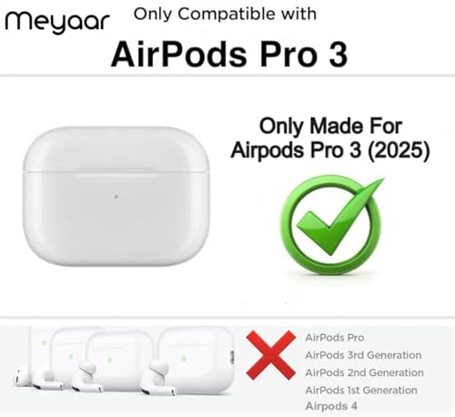Image of Meyaar Silicone Case for Apple Airpods Pro 3 (2025) Cute Design for Airpods Pro 3 with Keychain Shockproof Protective Case Cover (Bull Dog (Purple Band))