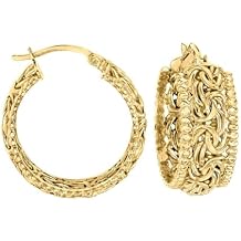 Ross-Simons 18kt Gold Over Sterling Beaded-Edge Byzantine Hoop Earrings, Silver Hoop Earrings for Women, Silver Jewelry, Christmas, Birthday Gift, 1"
