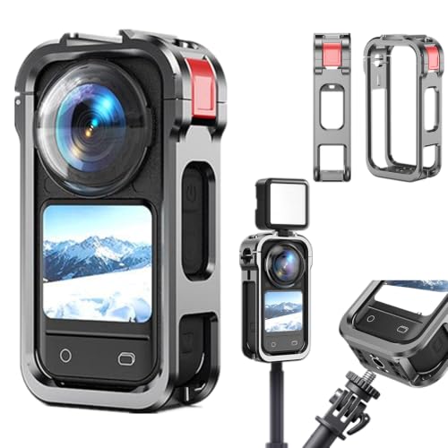 For Insta360 X6��p �Ή� �J���� �P�[�W �A���~�j�E�������� ���@�\�g���ی�t���[�� �}�O�l�b�g�x�[�X | �������N�C�b�N�����[�X ���r�b�g�P�[�W ���C�}�E���g �g���A�_�v�^�[ ����~�� �J�����Œ�ی� 1/4�l�W�t�� �R�[���h�V���[�C���^