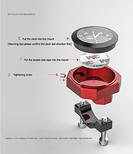 Perfectech Waterproof 7/8"- 1 1/8" Handlebar Luminous Dial Motorcycle Clock For Dirt Bike Motocross Yamaha Kawasaki Honda Suzuki Harley Davidson (Black) #TOP7