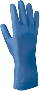 Showa 707FL-08 707fl Nitrile Glove, Hybrid Formulation, Flock-Lined, Chemical Resistant, 11 Mils Thick, 12" Length, Blue, Medium (Pack of 12 Pairs)