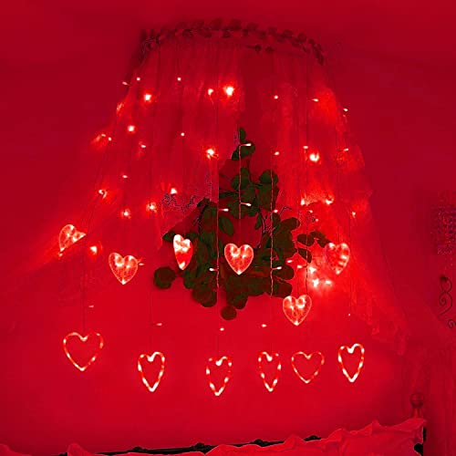 Efunly Valentines Day Decor Lights,138 Led 12-Heart-Shaped String Lights Waterproof,8 Modes Connetable 29V Plug In Curtain Lights For Kids Bedroom Wedding Party Valentines Day Decoration #TOP5