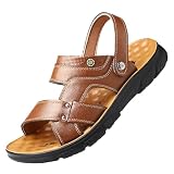Sommersandalen mit weicher Sohle, atmungsaktiv, lässige Strandschuhe zum Hineinschlüpfen Spazierengehen (D-Brown, 42)