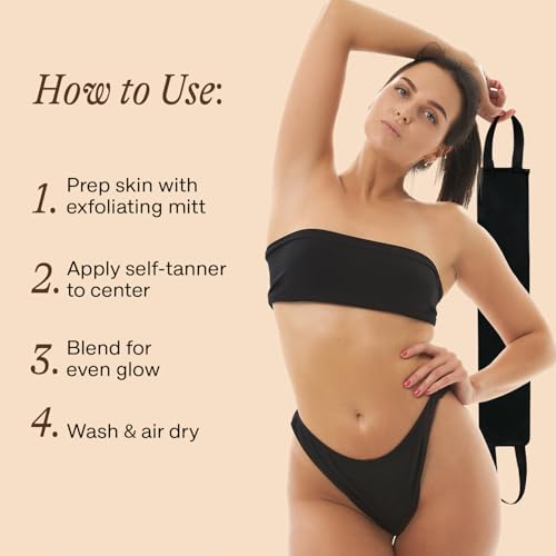 Beauty by Earth Self Tanner Back Applicator - Ultra Soft Sunless Tanning Applicator for the Perfect Streak-Free Fake Tan, Velvety Soft Tanning Lotion Applicators, Reusable, Use With Any Self Tan Product