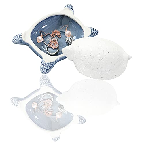 ZGRTZH Turtle Jewelry Tray, Ceramic Ring Holder for Jewelry, Candy Dishes Trinket Tray, Jewelry Tray Jewelry Plate Small Key Bowl for Entryway Table Birthday Home Party Decor (L STYLE)