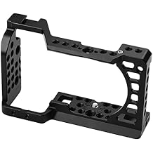 Easy Hood Camera Cage for Sony Alpha A6100 A6400 A6300 A6500 A6000, Aluminum Vlogging Video Shooting Rig Stabilizer with 1/4" 3/8" Mounting Points and Cold Shoe for Mic Monitor Fill Light