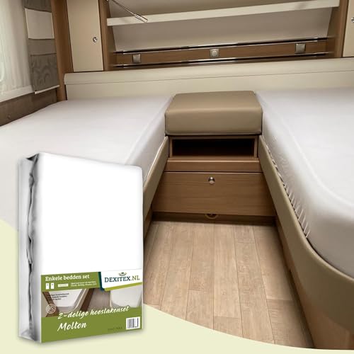 Dexitex - Matratzenschoner,Molton fur Wohnwagen Einzelbetten 2 teilig Set - für Fendt/Hobby usw Wohnwagen - Matratzenschoner Wohnmobil Längsbett 2 Teilig - für - Oeko tex