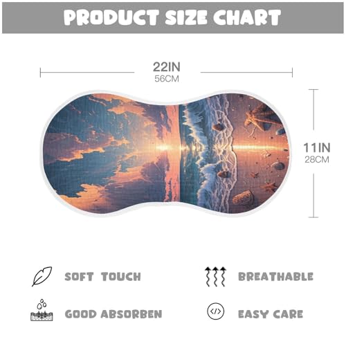 J JOYSAY Beach Sunset Orange Baby Burp Cloths for Boys Girls Large 22''x11'' Cotton 4 Layer Baby Spit-Up Rags for Girl Drool one sizex22
