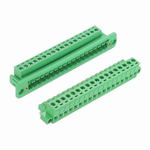 Image of sourcing map 18-Pin 5.08mm Pitch Pluggable Screw Terminal Block Connectors, PA66 300V 10A Through-Wall PCB Terminal with Panel Solderless Wiring Connectors 26-10AWG for Electronic