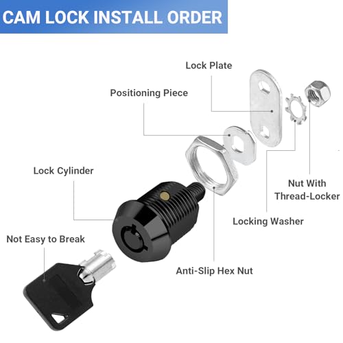 Image of Sissinda Cam Locks Black RV Storage Locks Keyed Alike, 5 /8 inch Fits on 3 /8 inch Max Door Thickness, RV Compartment Locks for Camper Trailer Cabinet Locks with Keys (Black 5 /8 Inch 2Pack)